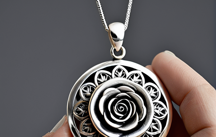 Ohrid Filigree Jewelry**

A close-up studio shot of a delicate silver filigree pendant in the shape of the Ohrid Rose. The pendant is intricately detailed, showcasing the fine craftsmanship. The background is a soft, neutral gray. Focus on the detail and texture of the silver. safe for work, appropriate content, fully clothed, professional, modest, perfect anatomy, correct proportions, well-formed hands, proper finger count, natural body proportions.

**