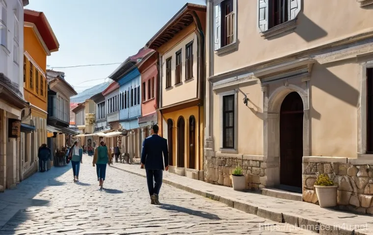 북마케도니아에서 저렴하게 숙박하는 방법 - **"A warm and inviting scene inside a traditional Macedonian guest house in Ohrid. A female traveler...