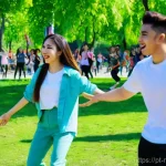 북마케도니아에서 한류 인기 여부 - **K-Pop Random Play Dance in Skopje:** A vibrant and diverse group of young adults, dressed in moder...