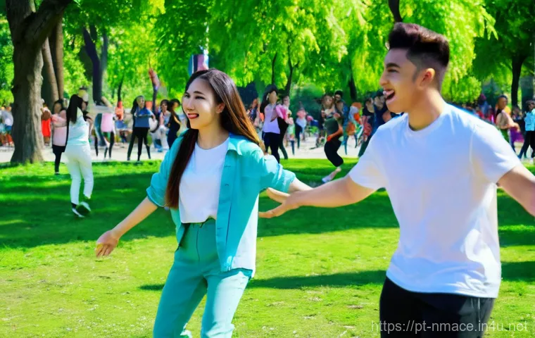 북마케도니아에서 한류 인기 여부 - **K-Pop Random Play Dance in Skopje:** A vibrant and diverse group of young adults, dressed in moder...