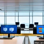Home 20 북마케도니아 정치 체제 - A modern government office interior in North Macedonia showcasing digital transformation: sleek desk...